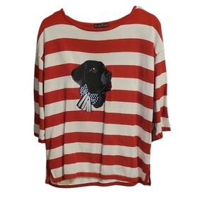 Bua Bua Striped Dog Tee in Red and White